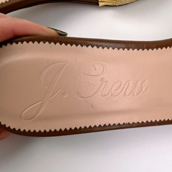 J.Crew Lina Kitten Heels Sandals Woven Raffia Fringe Natural Straw & Leather 9.5 - Picture 9 of 11